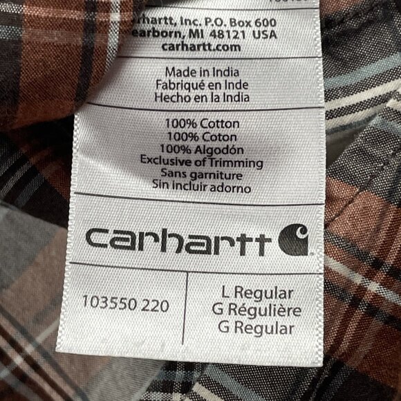 Carhartt Relaxed Fit Button Up Shirt Men’s L Plaid Short Sleeve  Cotton Lot Of 2 - Picture 12 of 12